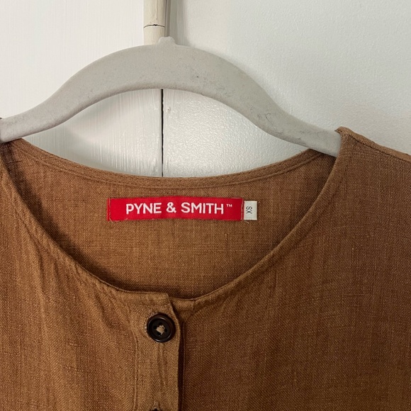 NWOT Pyne and Smith Model No.14 Button Up Full Length Linen Dress in Toast Linen - Picture 5 of 16